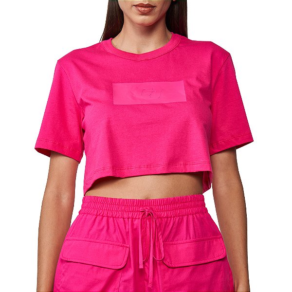 Camiseta Cropped Colcci Iconic Pr25 Rosa Deep Pink Feminino