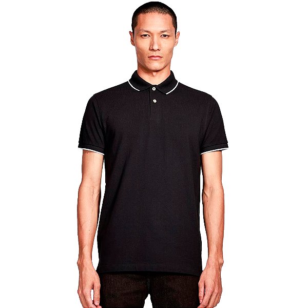 Camisa Polo Aramis Classic Ve25 Preto e Off White Masculino