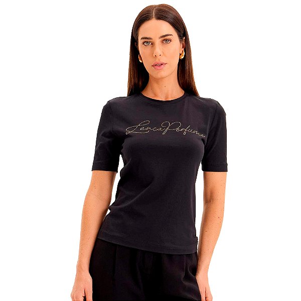 Camiseta Lança Perfume Name Baby Look Pr25 Preto Feminino