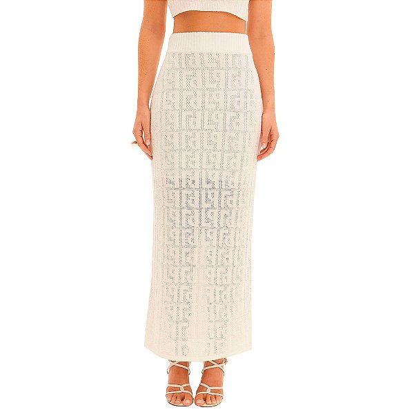 Saia Lança Perfume Tricot Signature Pr25 Off White Feminino