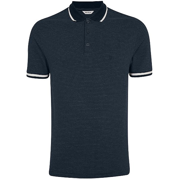 Camisa Polo Individual Listrada Slim In24 Marinho Masculino