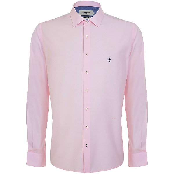 Camisa Slim Dudalina Tricoline In24 Rosa Claro Masculino