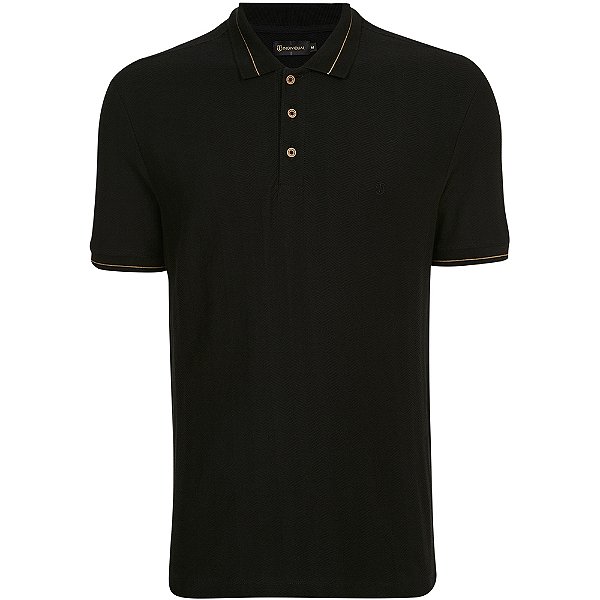 Camisa Polo Individual Jacquard Slim In24 Preto Masculino