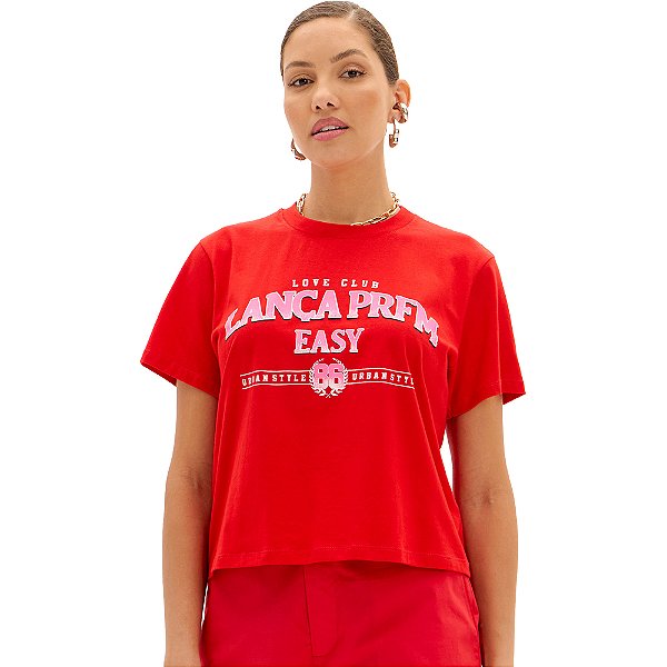 Camiseta Easy Lança Perfume Manga Pr25 Vermelho Feminino