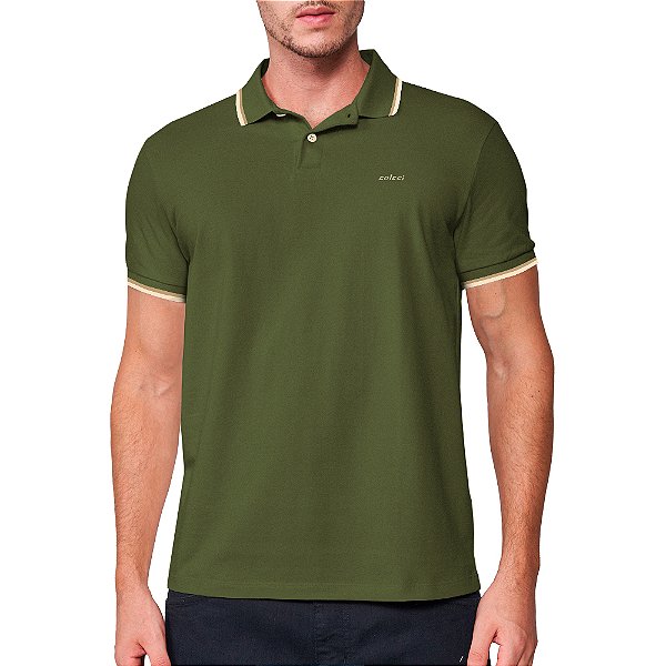 Camisa Polo Colcci 2 Lines Pr25 Verde Livas Masculino