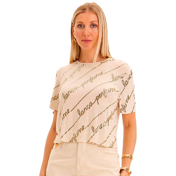 Camiseta Lança Perfume Signature Pr25 Off White Feminino