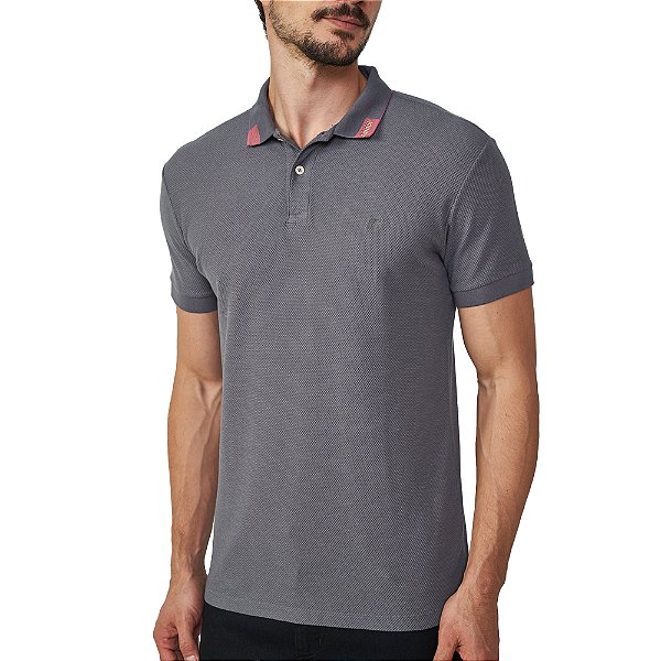 Camisa Polo Colcci Detail Pr25 Cinza Fuligem Masculino