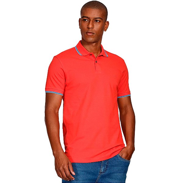 Camisa Polo Aramis 4 Frisos Ve25 Vermelho e Azul Masculino