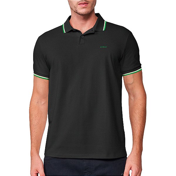 Camisa Polo Colcci 2 Lines Pr25 Preto Masculino