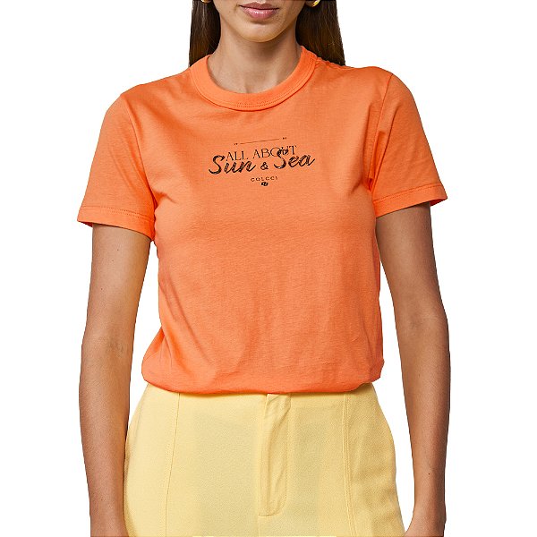 Camiseta Colcci Sun and Sea Pr25 Laranja Salmona Feminino