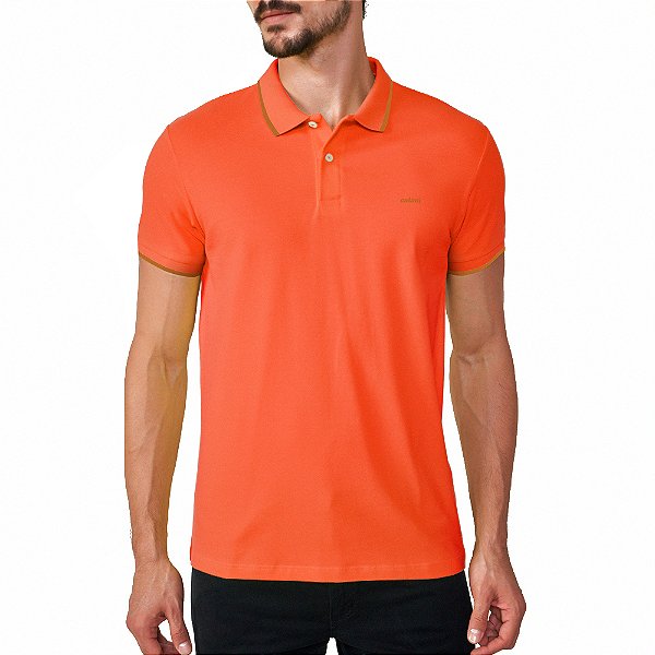 Camisa Polo Colcci Line Pr25 Laranja Purpurina Masculino