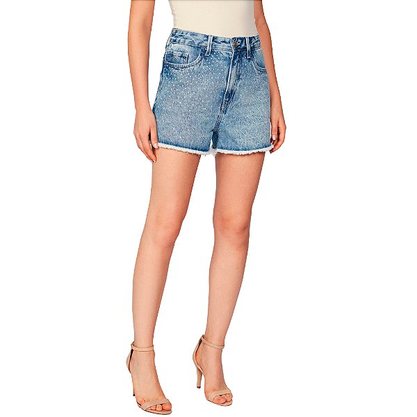 Short Jeans Acostamento Classic Pr25 Azul Claro Feminino