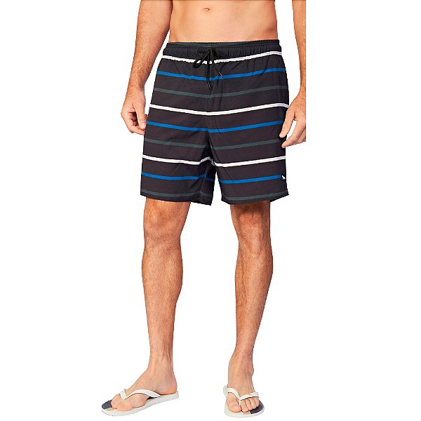 Shorts Acostamento Elastane Listrado Pr25 Preto Masculino