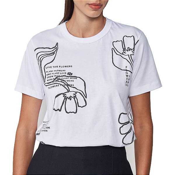 Camiseta Colcci Flower Pr25 Branco Feminino