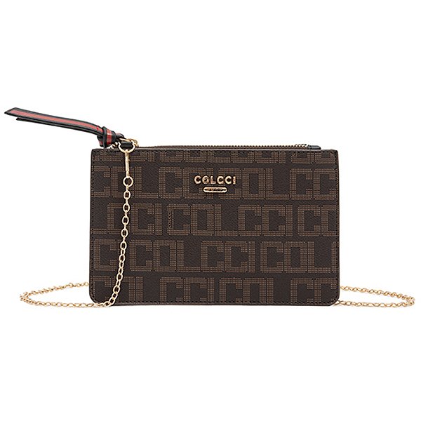 Bolsa Crossbody Colcci Monograma Pr25 Marrom Café Feminino