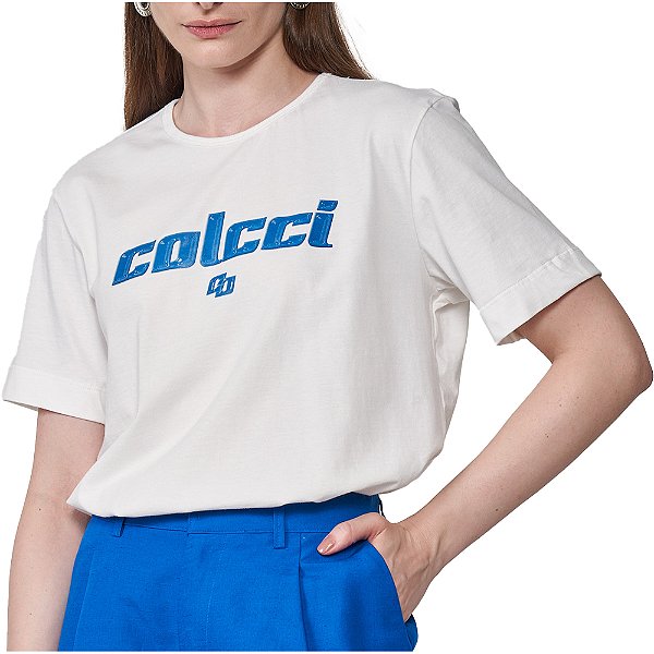 Camiseta Colcci Logo Pr25 Off Shell Feminino
