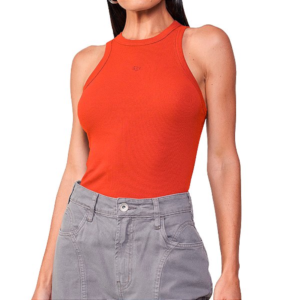 Regata Canelada Colcci Slim Pr25b Laranja Feminino