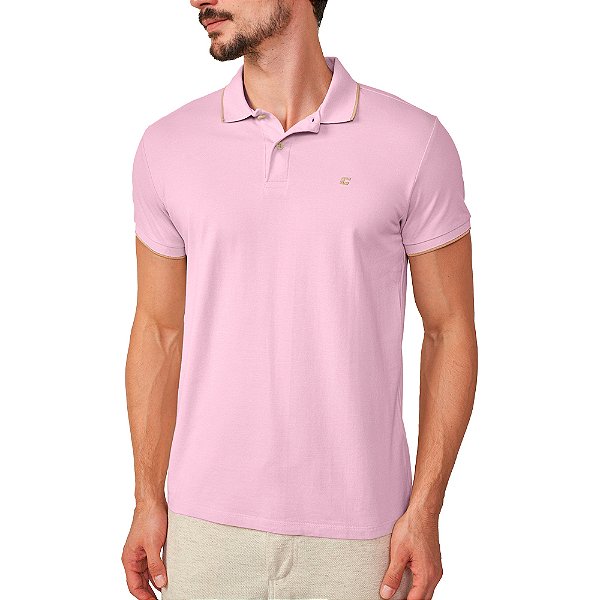 Camisa Polo Colcci Logo Line Pr25 Rosa Elle Masculino