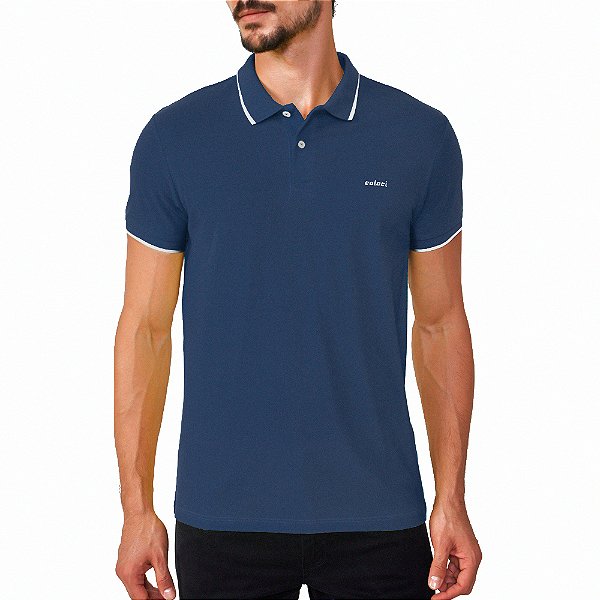 Camisa Polo Colcci Line Pr25 Azul Darkness Masculino