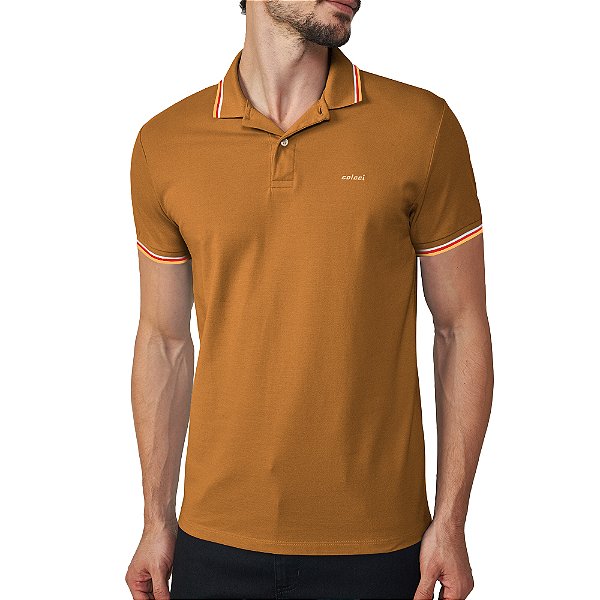 Camisa Polo Colcci 3 Lines Pr25 Amarelo Swift Masculino