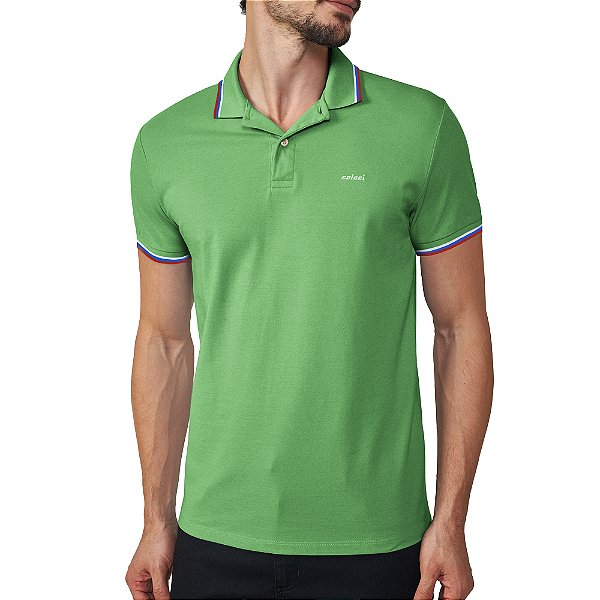 Camisa Polo Colcci 3 Lines Pr25 Verde Dille Masculino