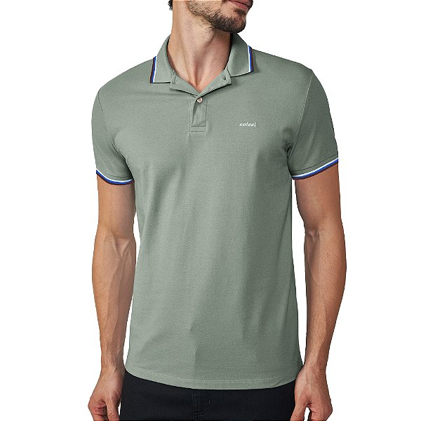 Camisa Polo Colcci 3 Lines Pr25 Verde Sea Cliff Masculino