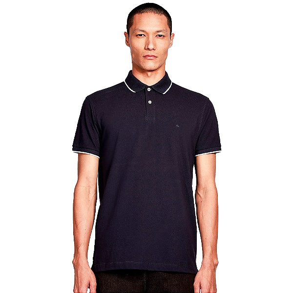 Camisa Polo Aramis 1 Friso Ve25 Marinho e Off Masculino