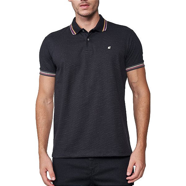 Camisa Polo Colcci Stripes Pr25 Preto Masculino