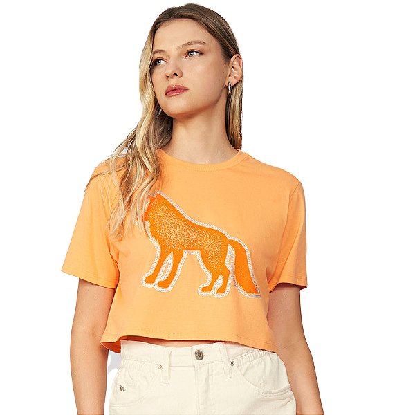 Camiseta Cropped Acostamento TWolf Pr25 Amarelo Feminino