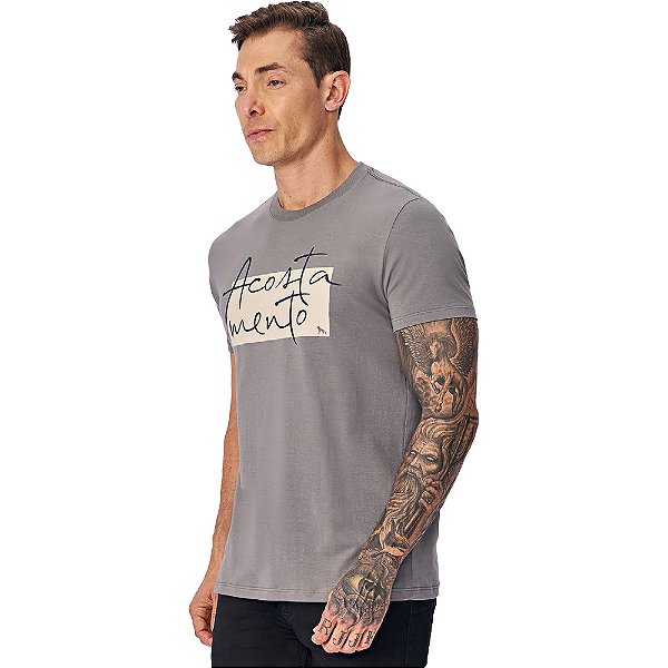 Camiseta Acostamento Fine Letter Pr25 Cinza Masculino