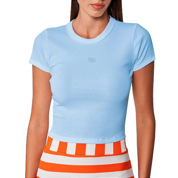 Camiseta Colcci Logo Shine Pr25 Azul Cashmere Feminino
