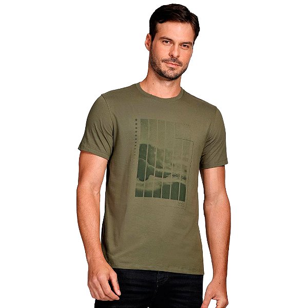 Camiseta Aramis Ocean Barcode Ve25 Verde Militar Masculino