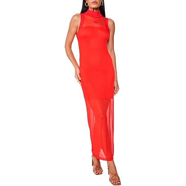 Vestido Longo Colcci Slim Tule Gola Pr25 Vermelho Feminino