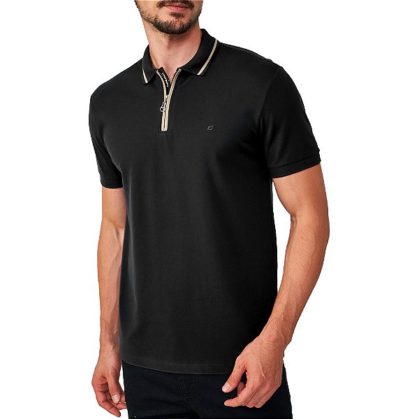 Camisa Polo Colcci Zip Pr25 Preto Masculino