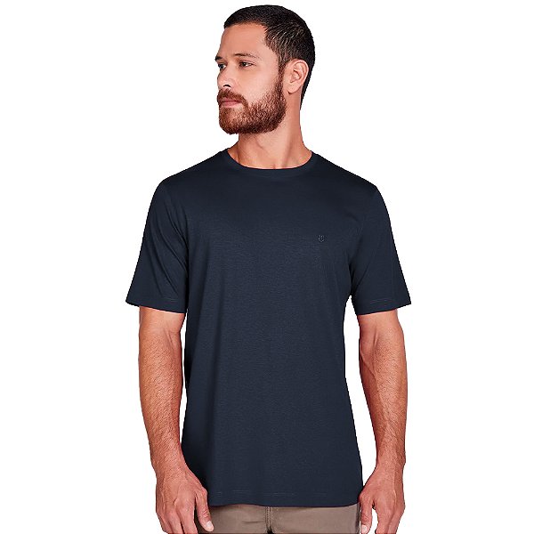 Camiseta Individual Comfort Fit Pima In24 Marinho Masculino