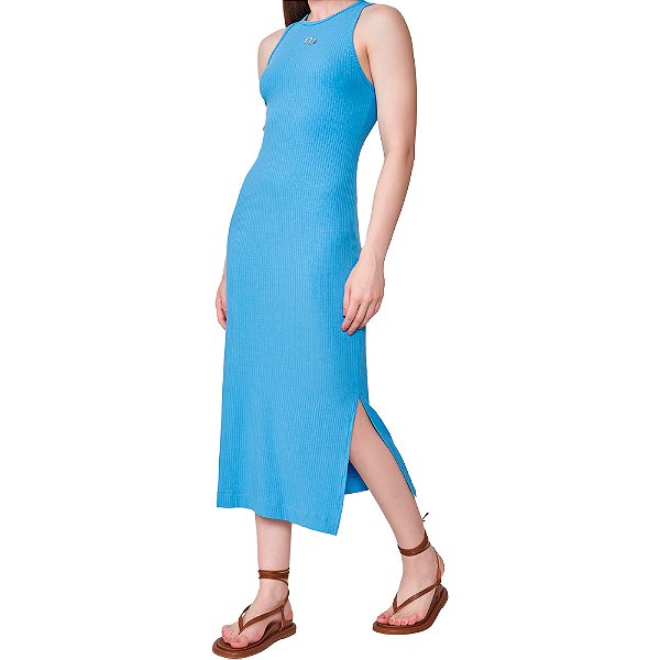 Vestido Canelado Colcci Pr25 Azul Atomic Blue Feminino