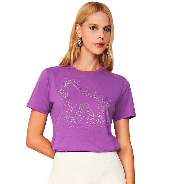 Camiseta Acostamento Strass Pr25 Roxo Feminino
