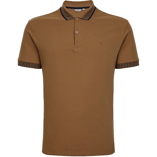 Camisa Polo Dudalina Mini Stripes In24 Marrom Masculino