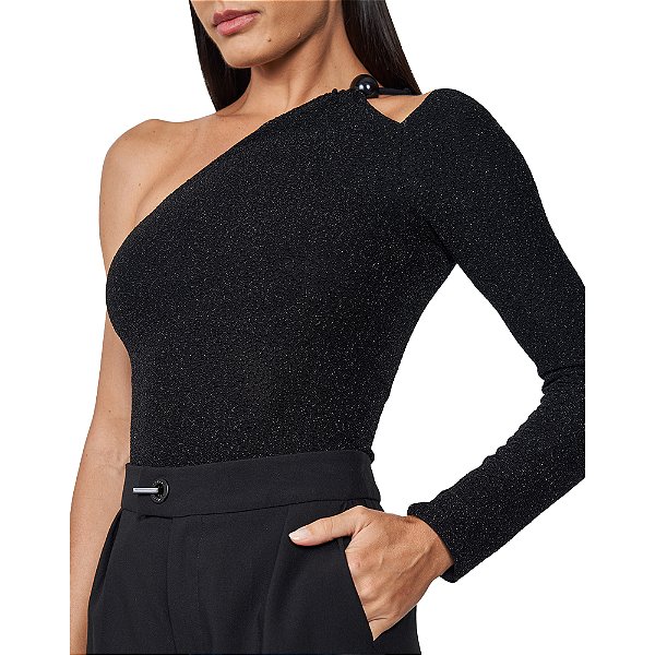 Blusa Colcci Slim Metalizada Pr25 Preto Feminino