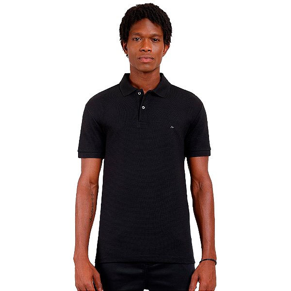 Camisa Polo Aramis Suedine Canelado Ve25 Preto Masculino
