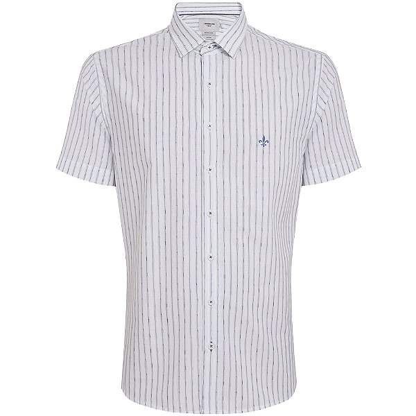 Camisa Slim Dudalina Jacquard Listra Ve25 Branco Masculino