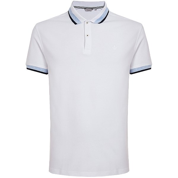 Camisa Polo Dudalina Piquet Friso Ve25 Off White Masculino
