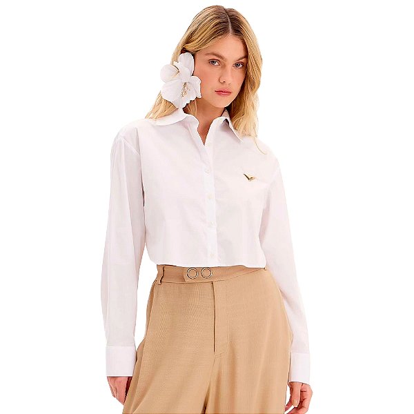 Camisa Lança Perfume Cropped Ve25 Branco Feminino