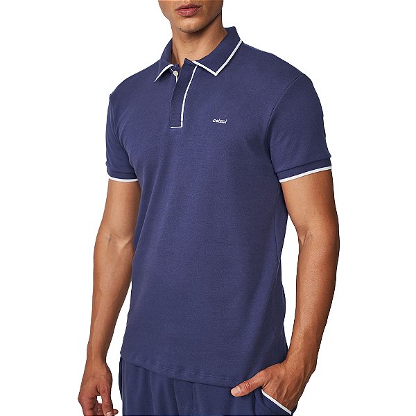 Camisa Polo Colcci Hide Ve25 Azul Darkness Masculino