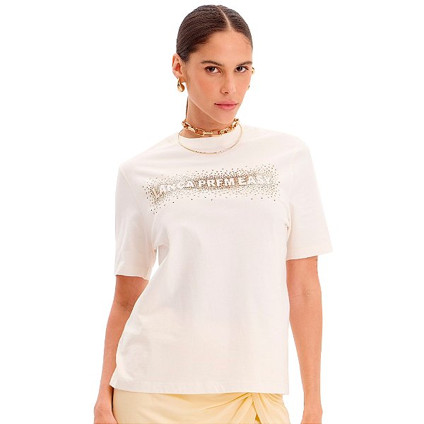 Camiseta Easy Lança Perfume Stars Ve25 Off White Feminino