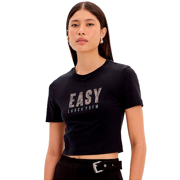 Camiseta Easy Lança Perfume Baby Look Ve25 Preto Feminino