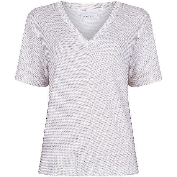 Blusa Dudalina Decote V Shine Ve23 Branco Feminino