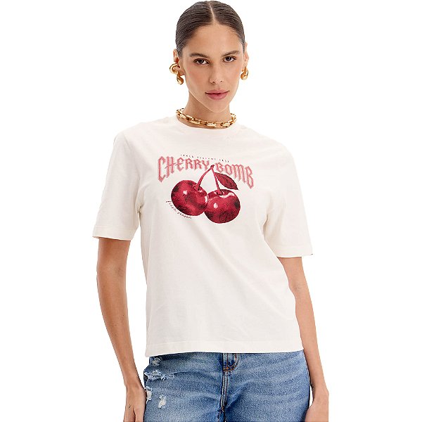 Camiseta Easy Lança Perfume Descola Ve25 Off White Feminino