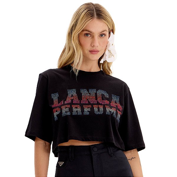 Camiseta Cropped Lança Perfume Ve25 Preto Feminino