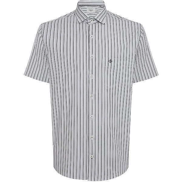 Camisa Dudalina Comfort Listrada Ve25 Cinza Claro Masculino